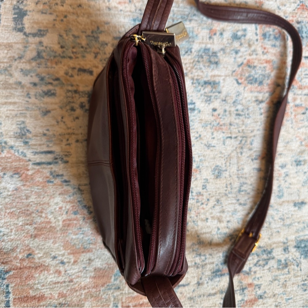 Tignanello Deep Burgundy Leather Crossbody with Tassel - Picture 7 of 14